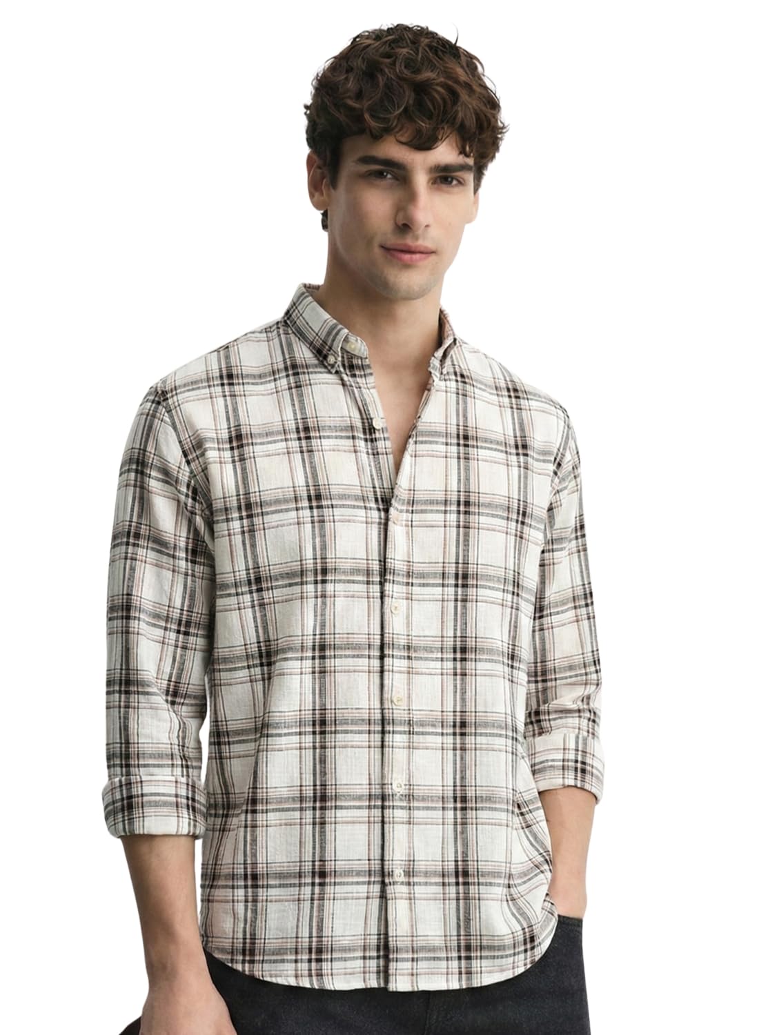 ADRO Camicia da uomo con strisce sottili | colletto abbottonato | maniche lunghe | camicie casual smart vestibilità regolare