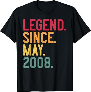 Legend Since May 2008 17 Years Old 17th Birthday - Vintage T-Shirt