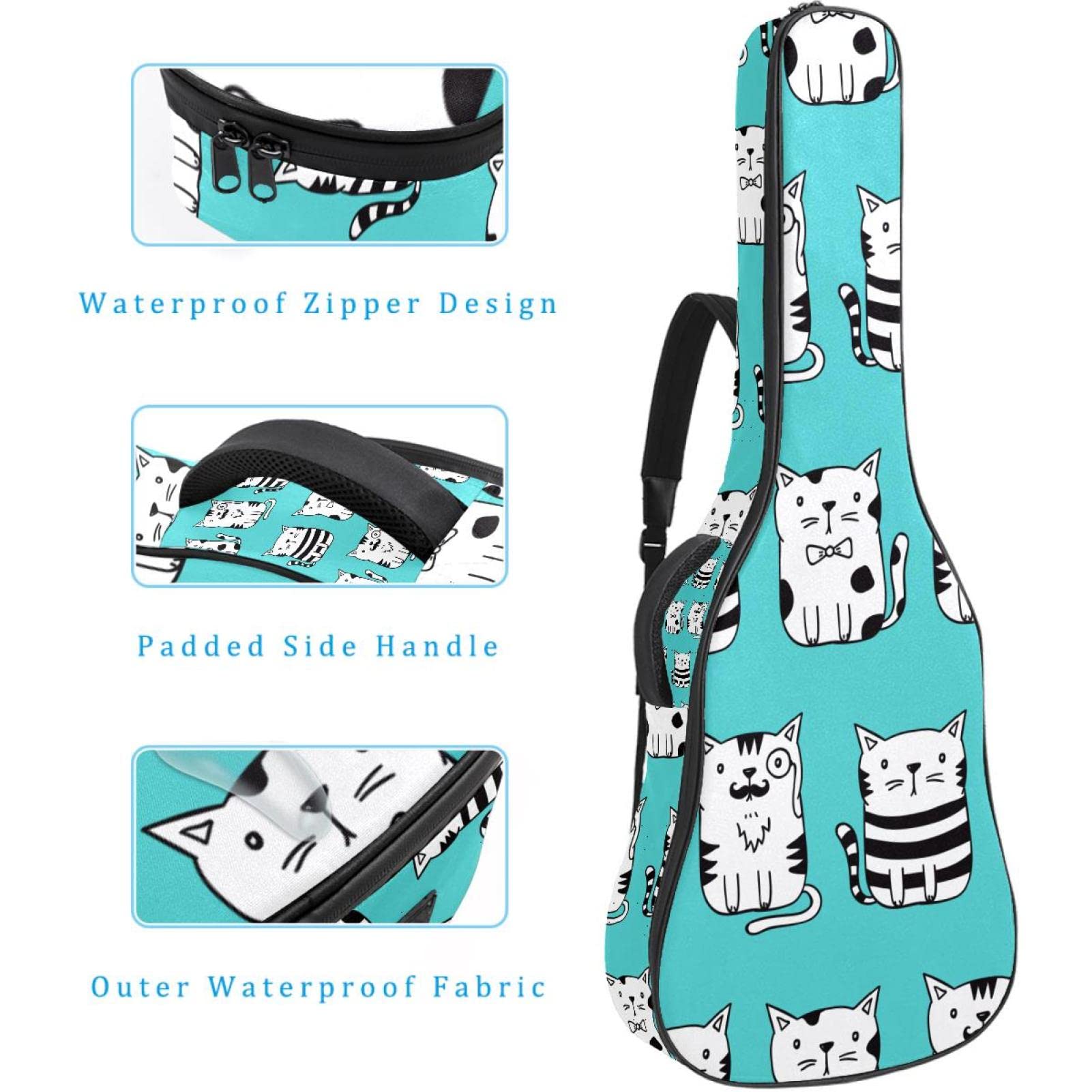 Torba na gitarę akustyczną wodoodporna gitara plecak gruby miękki wyściełany piękna sowa klasyczna gitara obudowa, kolor 5, 42.9x16.9x4.7 in, Organizer do torby