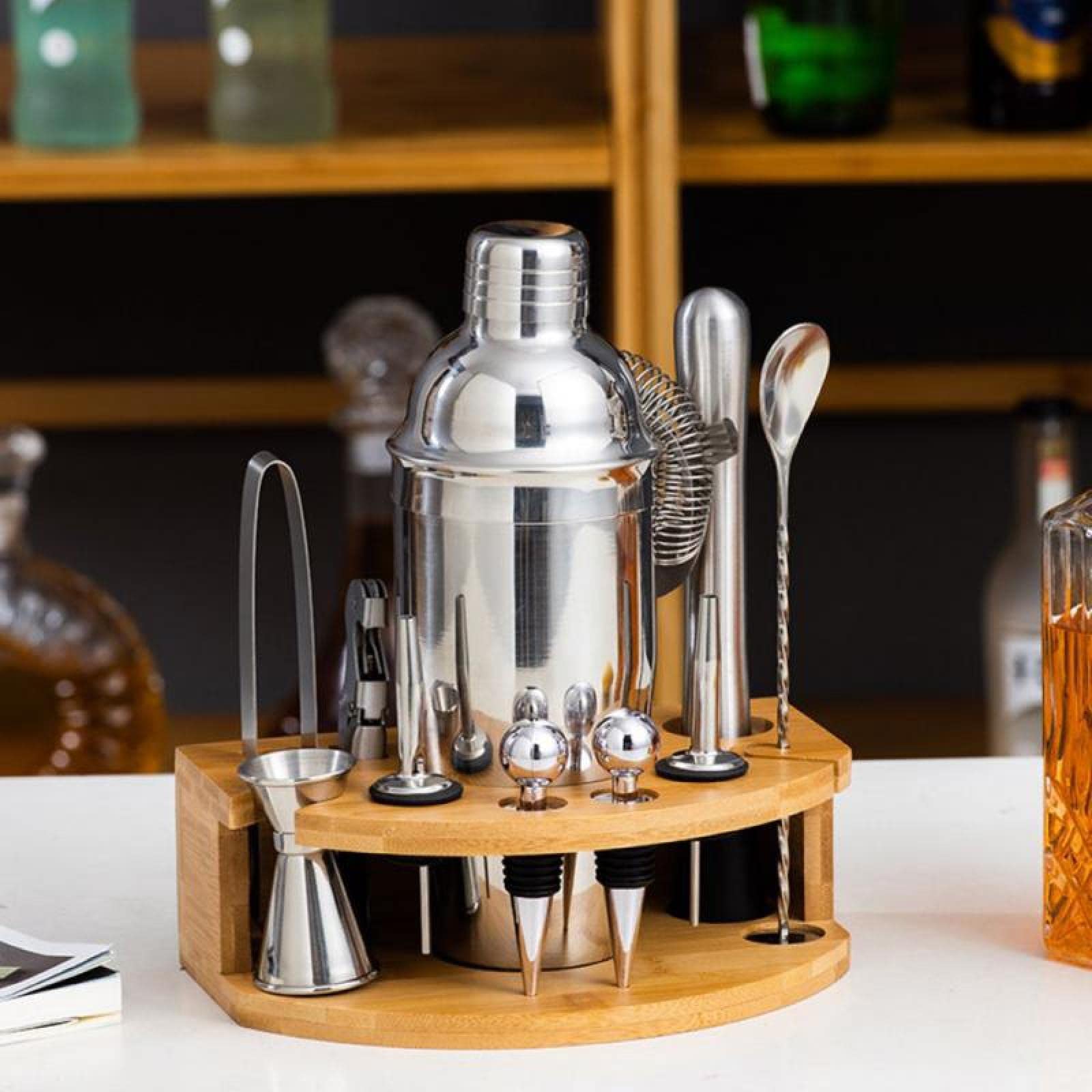Genérico Set De Coctelería De Acero Inoxidable, 750 Ml con Base, Utensilios para Mezclar Cócteles, Ahorra Tiempo Y Es A Prueba De Fugas, Ideal para Guardar En Casa O En Fiestas