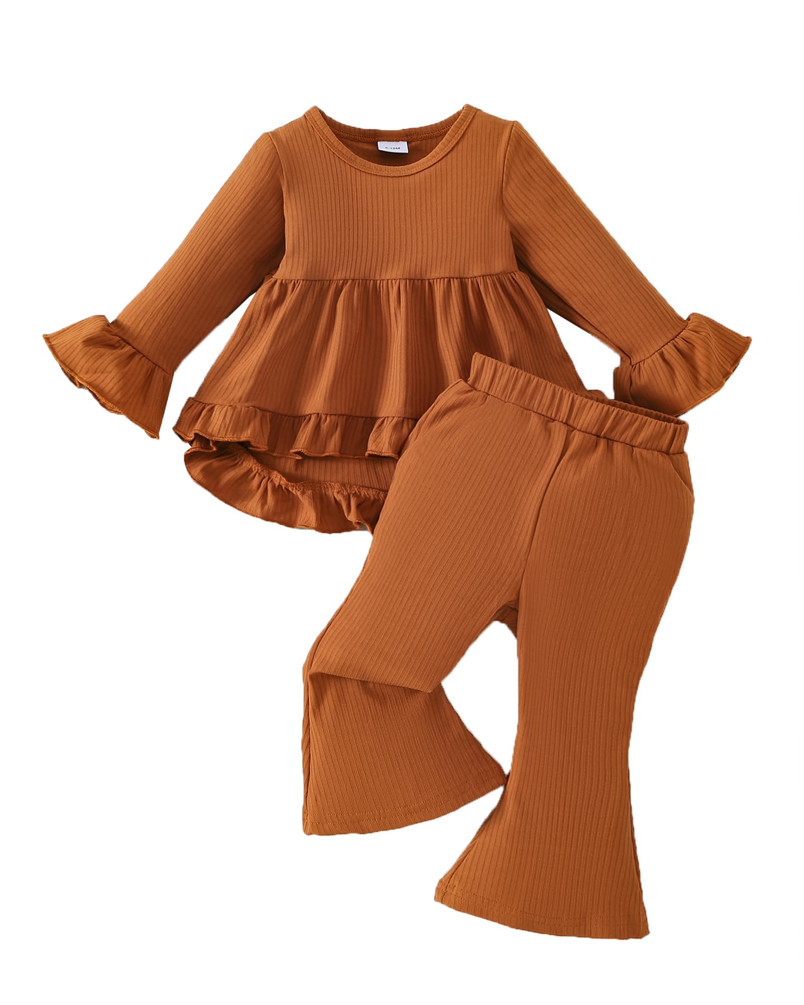 Weebaby Baby Girl Clothes Infant Toddler Girl Clothing Ruffle Shirt High Low Top Floral Allover Pant Little Girls Clothes