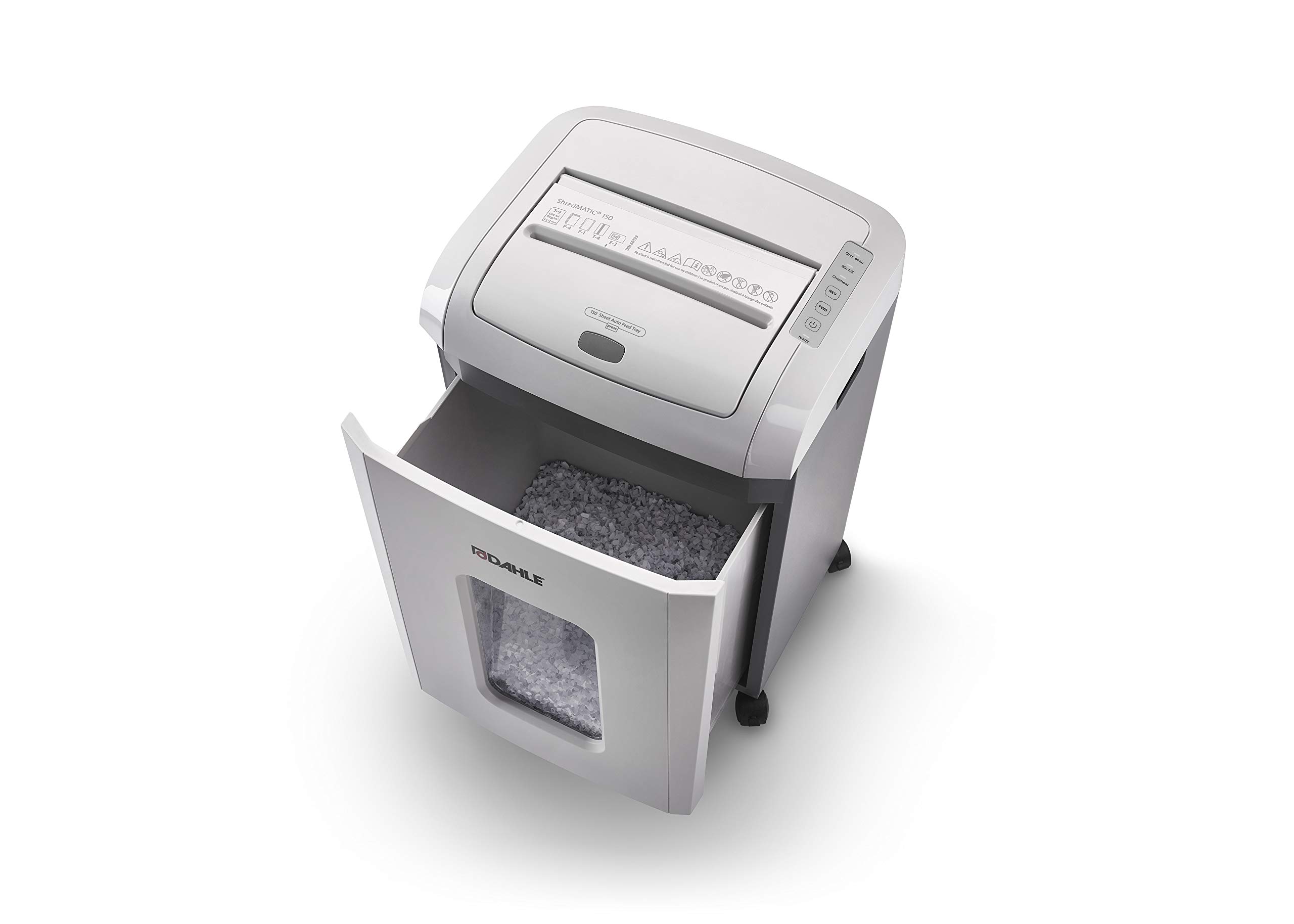 Dahle ShredMATIC 150 Aktenvernichter Autofeed (150 Blatt, P-4, Partikelschnitt, öl- und wartungsfrei, Automatischer Papiereinzug) lichtgrau/staubgrau