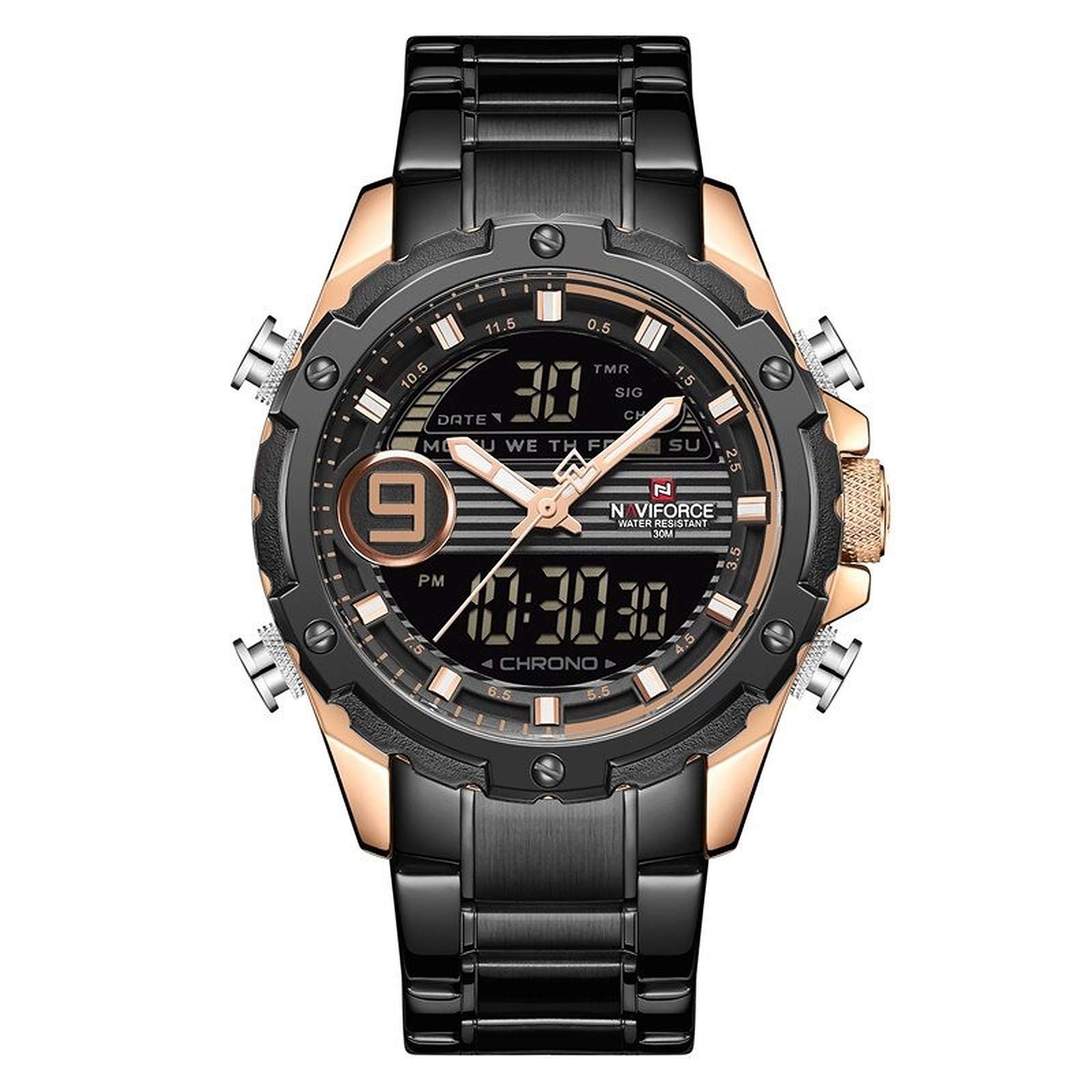 NAVIFORCE Mens Watches Top Brand NAVIFORCE Men Fashion Sport Watch Male Waterproof Quartz Digital Led Clock Mens Military Wristwatch (NF9146-BG) (B08NSH51C8) Amazon Price History, Amazon Price Tracker