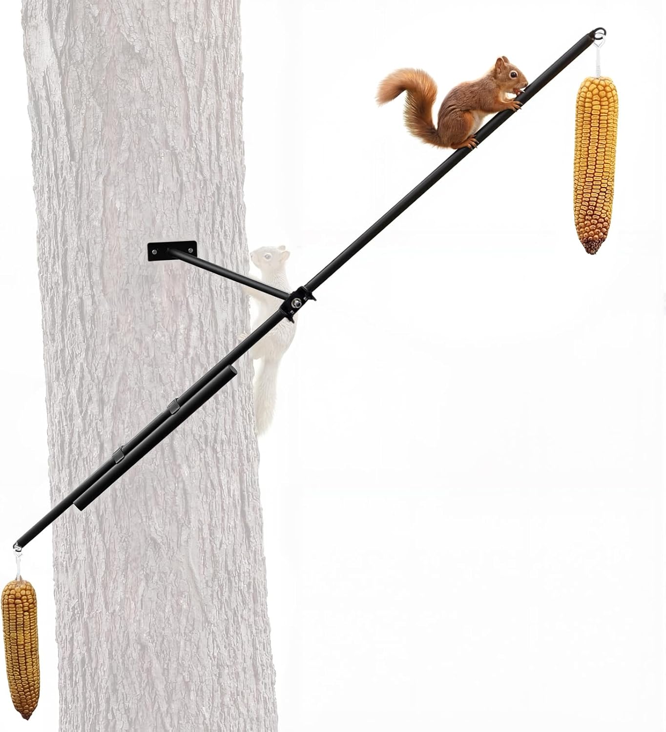 LemonRoad Squirrel Feeder for Outside, Spinning Corn Cob Feeder with Rotating Rods, Fun Interactive Squirrel Toy for Backyard, Tree Mounted, Metal