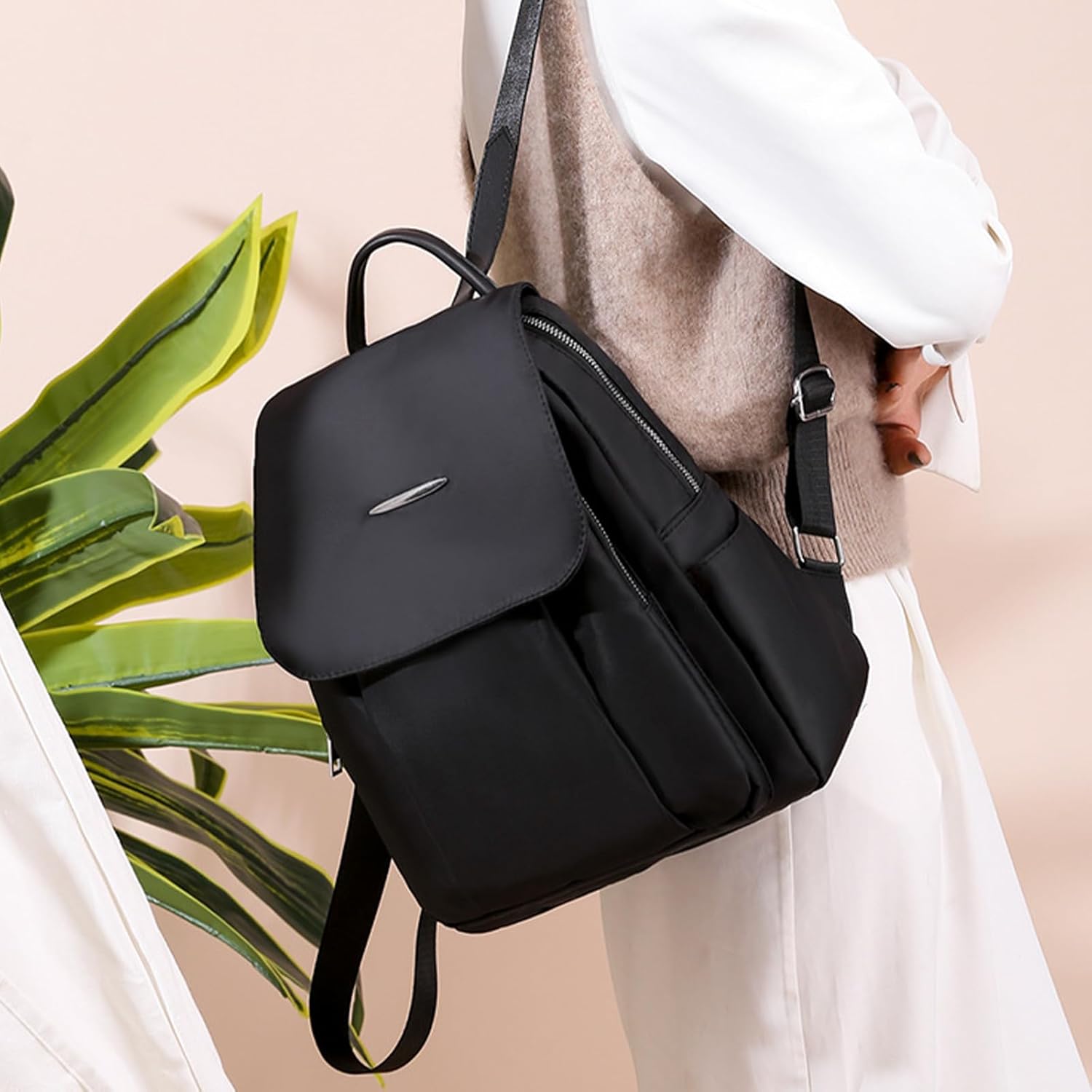 Backpack for Women Small Travel Backpack Purse Cute Lightweight Back Pack Black Nylon Small Purses - Image 4