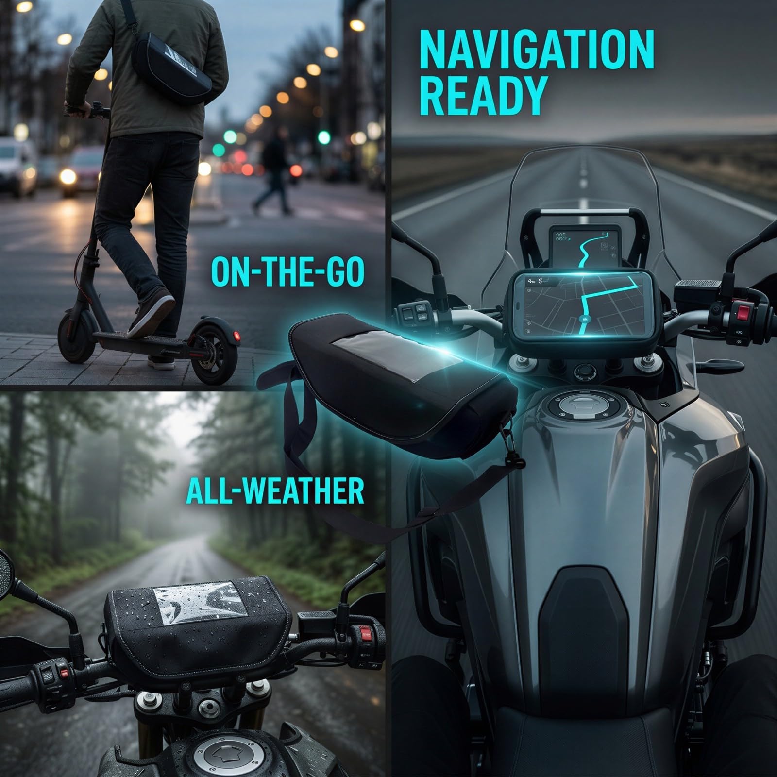 Sacoche de Guidon Moto 12,6 x 5 x 4 Pouces, Sac Moto avec écran Tactile pour Navigation, Sac Outil de Voyage Universel Compatible Yamaha BMW Triumph, Format Compact, Grande capacité
