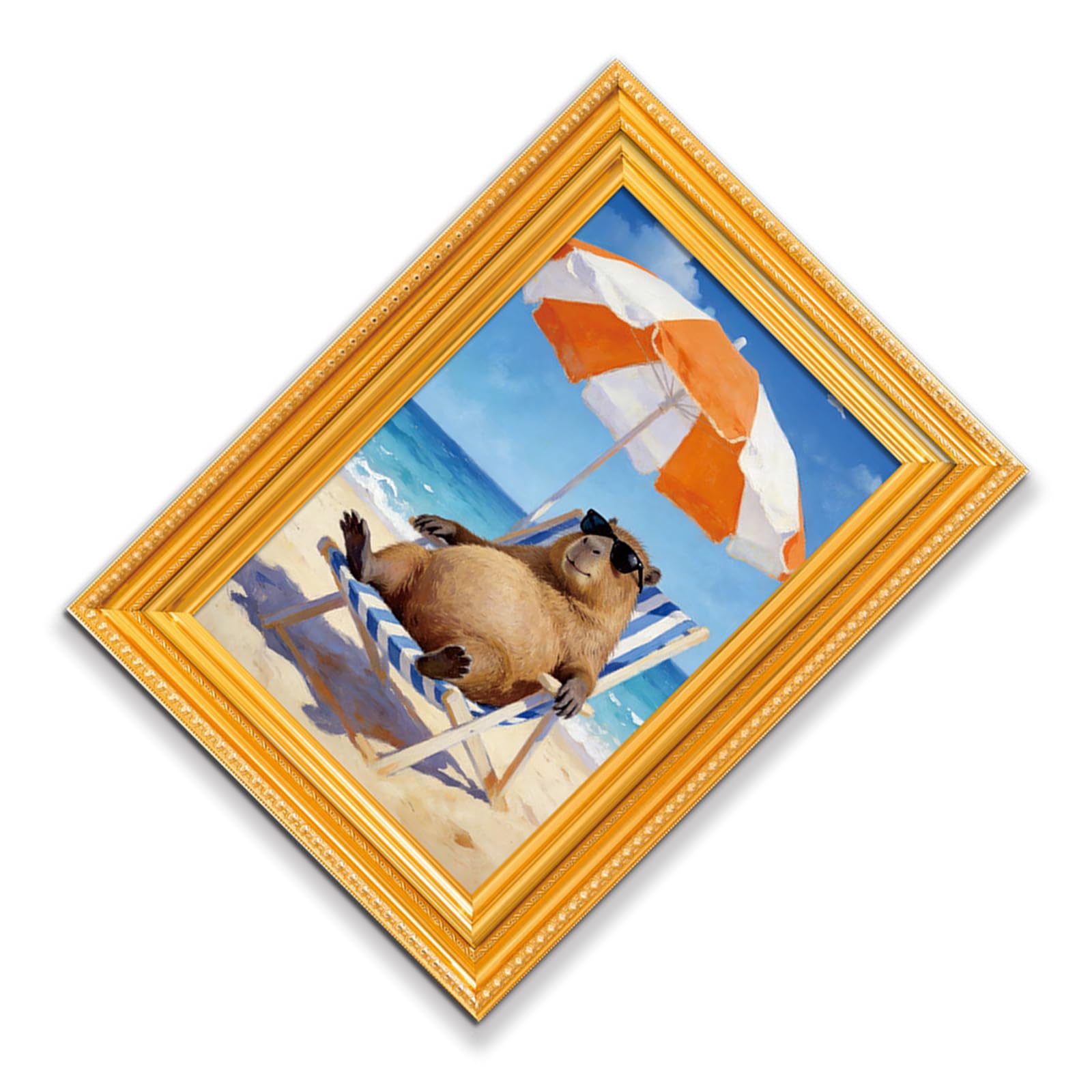 Elnwnnkc Capybaras Animal Art Print Fridge Magnets with Wooden Frame Decorative Sticker for Refrigerator Decors Kitchen Fridge Accessories