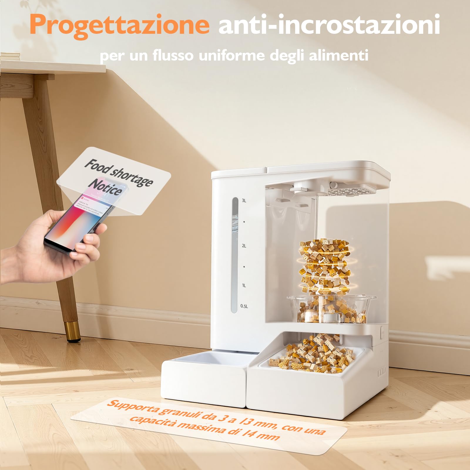 Distributore Automatico Cibo Gatti con 2K Telecamera,5L Cibo e 4L Acqua Automati Gatti con 2.4G/5G WIFI,Controllo APP,con Visione Notturna,con Audio Bidirezionale