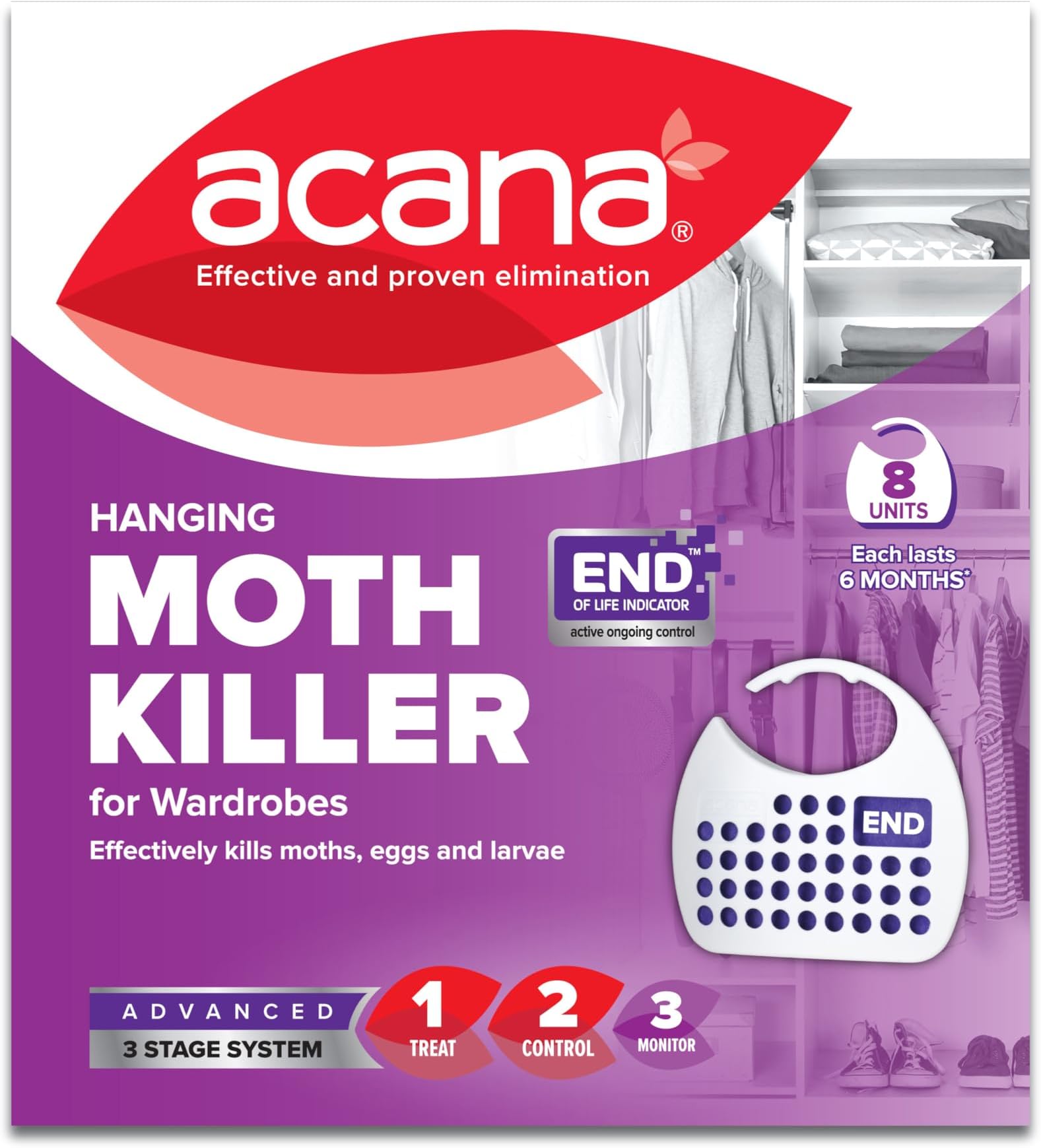 ACANA 8 units of Hanging Moth Killer & Freshener for wardrobe protect clothes