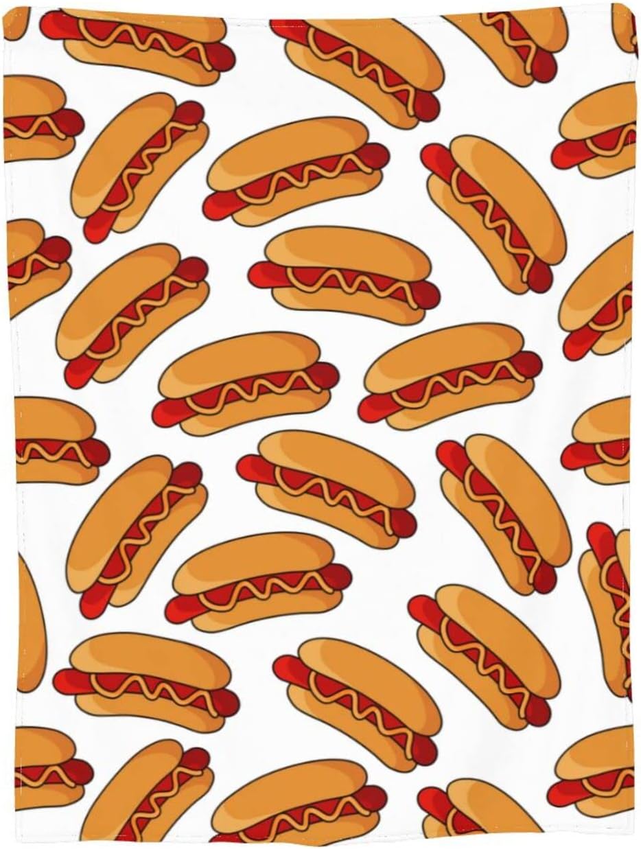 Hot Dog Food Throw Blanket Super Soft Warm Bed Blankets for Couch Bedroom Sofa Office Car, All Season Cozy Flannel Plush Blanket for Girls Boys Adults, 80"X60"