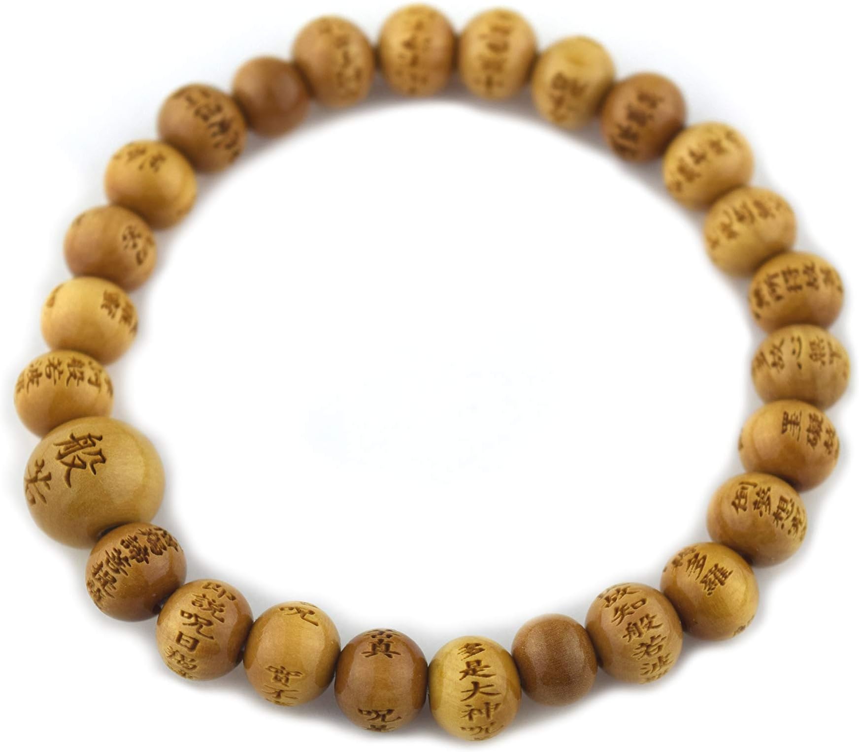 Japanese Boxwood Tsuge Wood Beads Bracelet Rosary Mala Juzu Heart Sutra Handmade Craft Men GiftKyoto UDA106