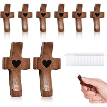 10 PCS Wooden Cross, Pocket Holding Crosses with Organza Bags Palm Cross Fidget Wood for Devotional Prayers Baptism Communion