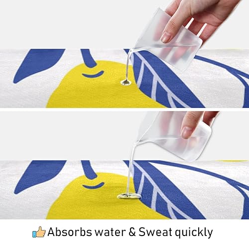 Miniatura 5 de susiyo Toalla de yoga con hojas azules limón amarillas con bolsa de malla de almacenamiento, suave, absorbente de sudor, antideslizante, toallas de