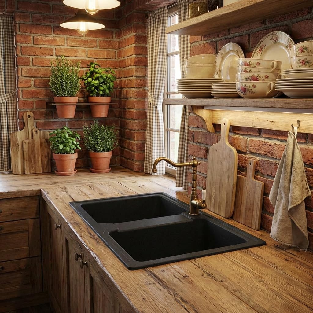 Fregadero de cocina de granito con 2 cubetas 78 x 43,5 cm grafito metalizado - Zeno