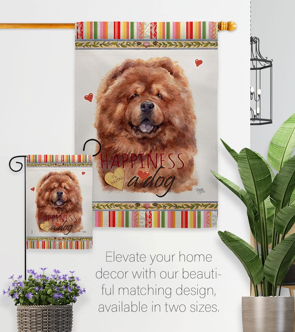 Breeze Decor Red Chow Happiness Garden Flag Dog Puppy Spoiled Paw Canine Fur Pet Nature Farm Animal Creature House Decoration Banner Small Yard Gift Double-Sided, Made in USA