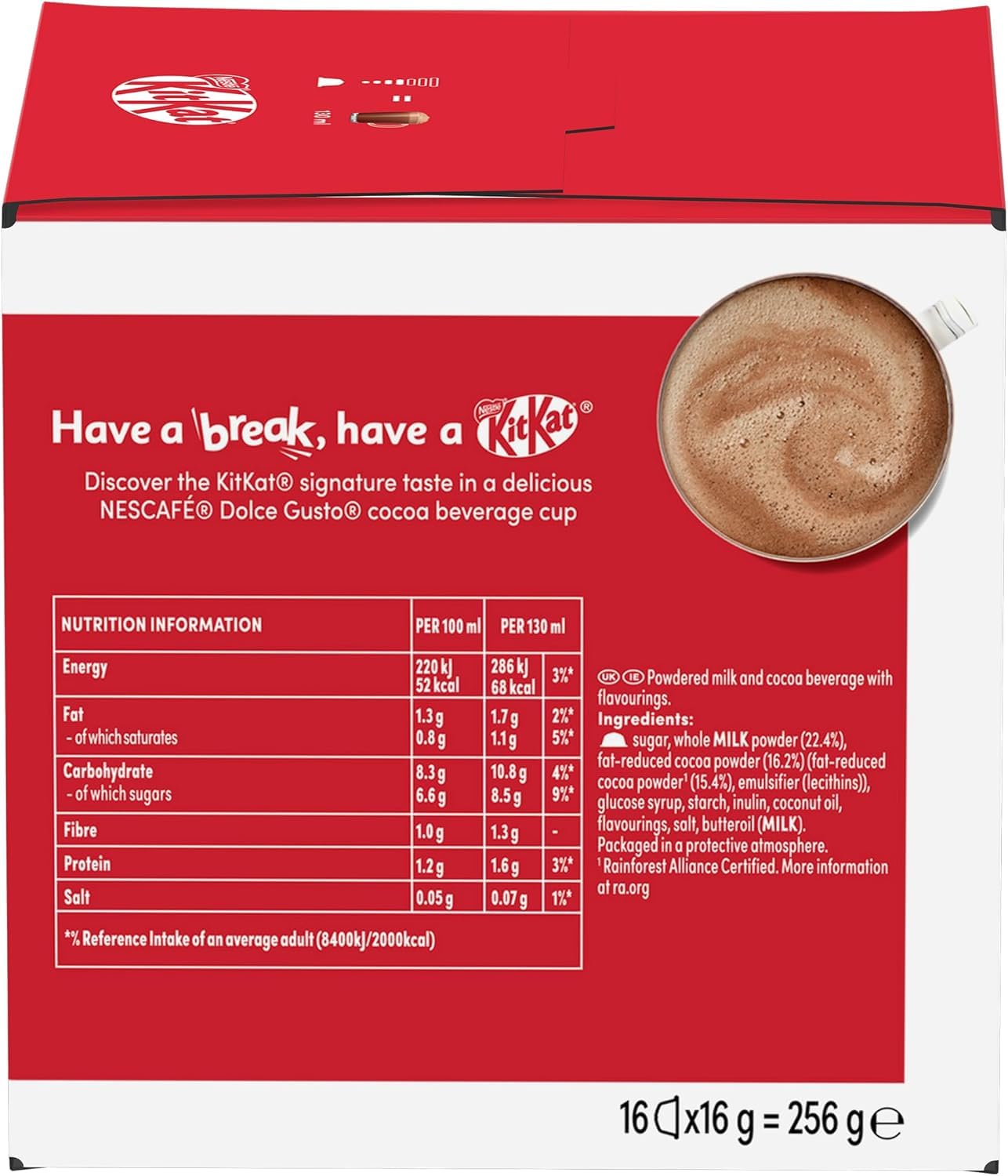 NESCAFÉ Dolce Gusto KitKat Hot Chocolate Coffee Pods x16 (Pack of 1)