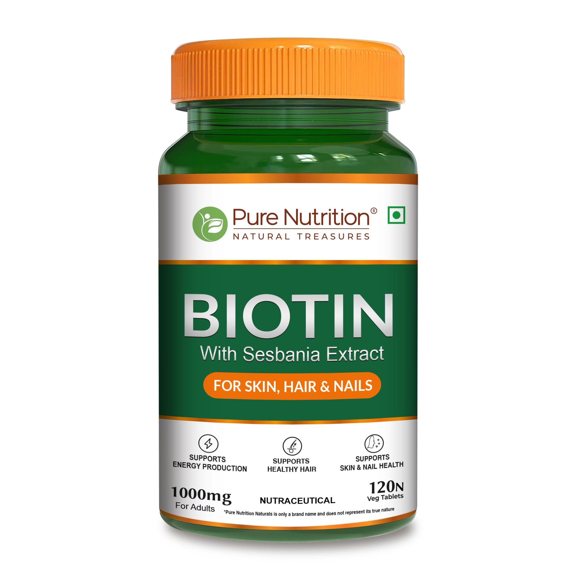 Pure Nutrition Biotin 120 Vegetarian Tablets with Sesbania, Bamboo Shoot, Moringa & Amla – Promotes Hair Growth, Glowing Skin, Strong Nails & Overall Wellness for Men & Women-image-46