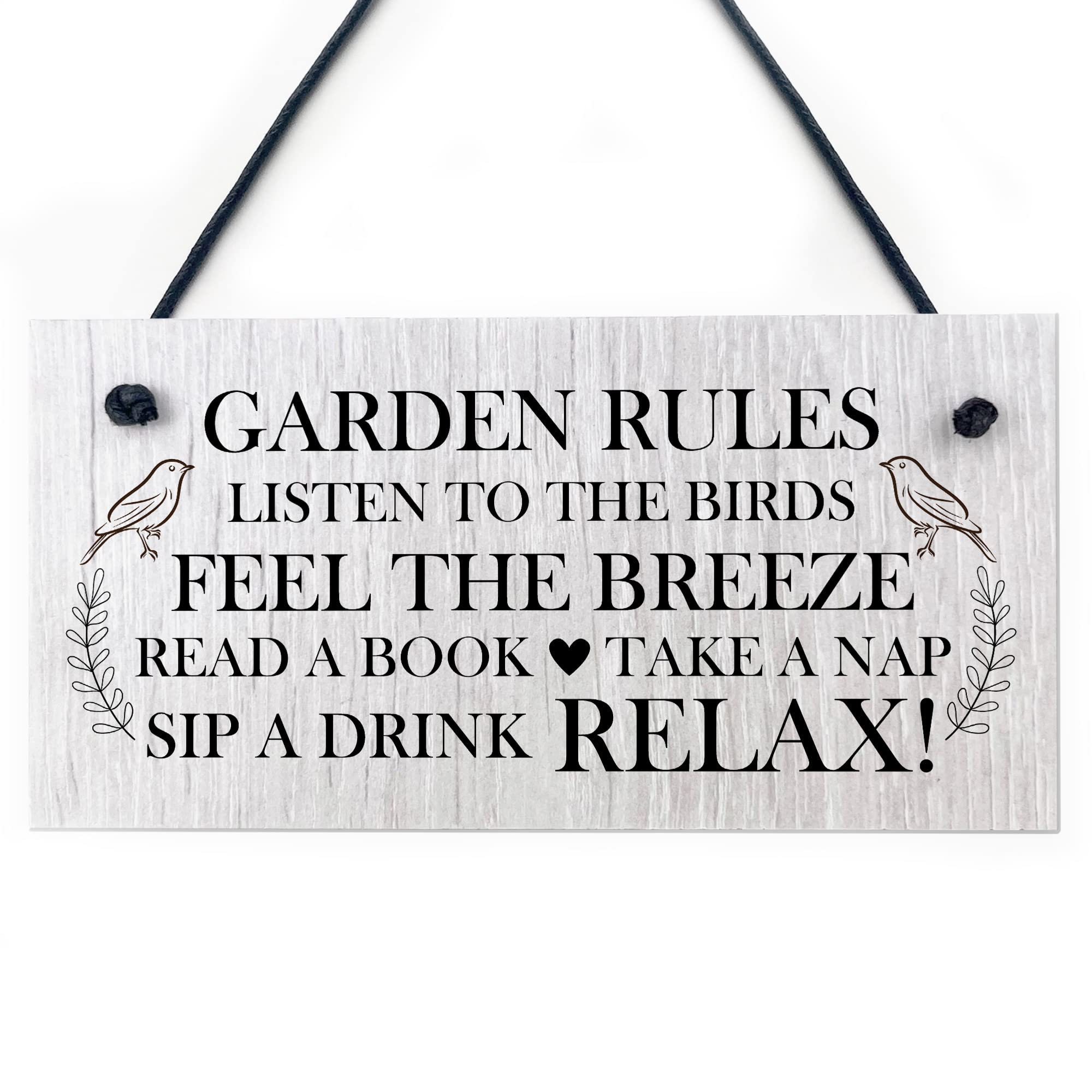 Red Ocean Garden Signs And Plaques For Outside Hanging Wood Sign Garden Rules Sign Gift For Women Men