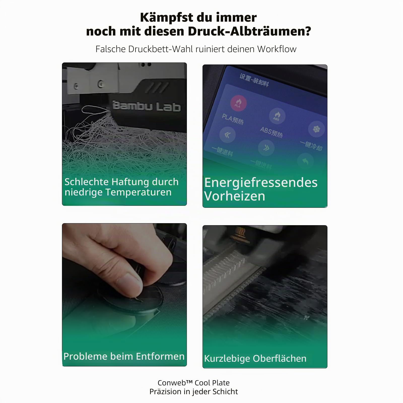 BCZAMD Bauplatte for K2 Plus: Upgraded K2P Conweb Cold Bed Dual Textured PEI Sheet Speziell für PLA Halten Sie Drucken 720H Energiesparen 42kwh - 370mm Lila
