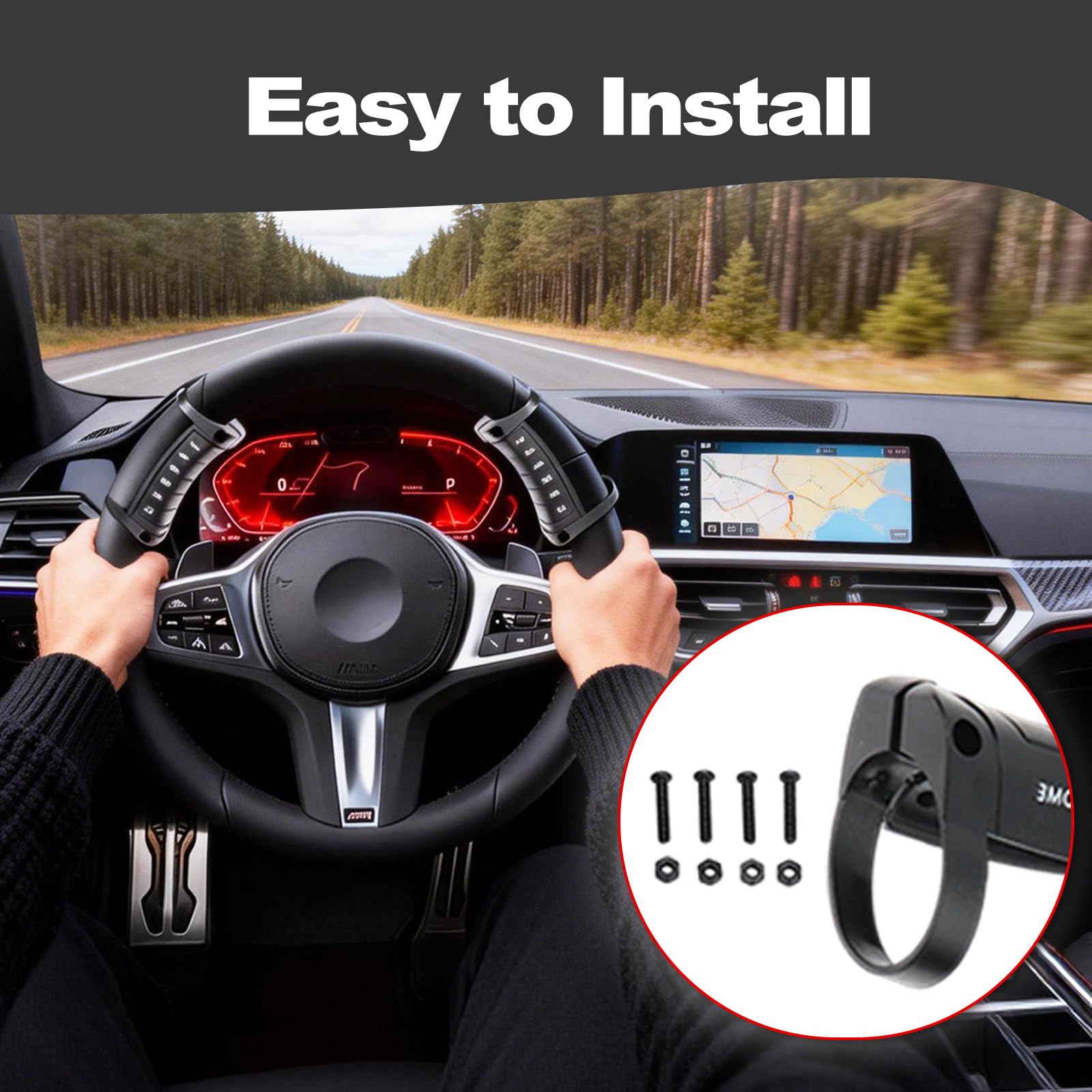 Control inalámbrico Universal del Volante – Compatible con DVD/Radio/Sistemas de navegación del Coche, Adaptador de Control del Volante con botón Remoto Plug & Play (Negro)