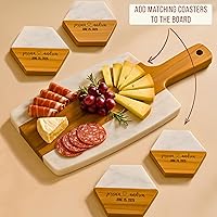 Vista 4 de Personalized Cutting Board & 4 Coasters Set – Custom Acacia & Marble Charcuterie Boards, Weddings, Housewarmings, New Home Owners, Anniversary