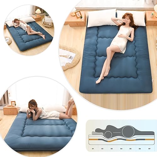Miniatura 4 de Colchón de futón japonés extra grueso plegable enrollable para suelo, colchón de arrastre para el suelo, colchón de campamento, colchoneta de dormir