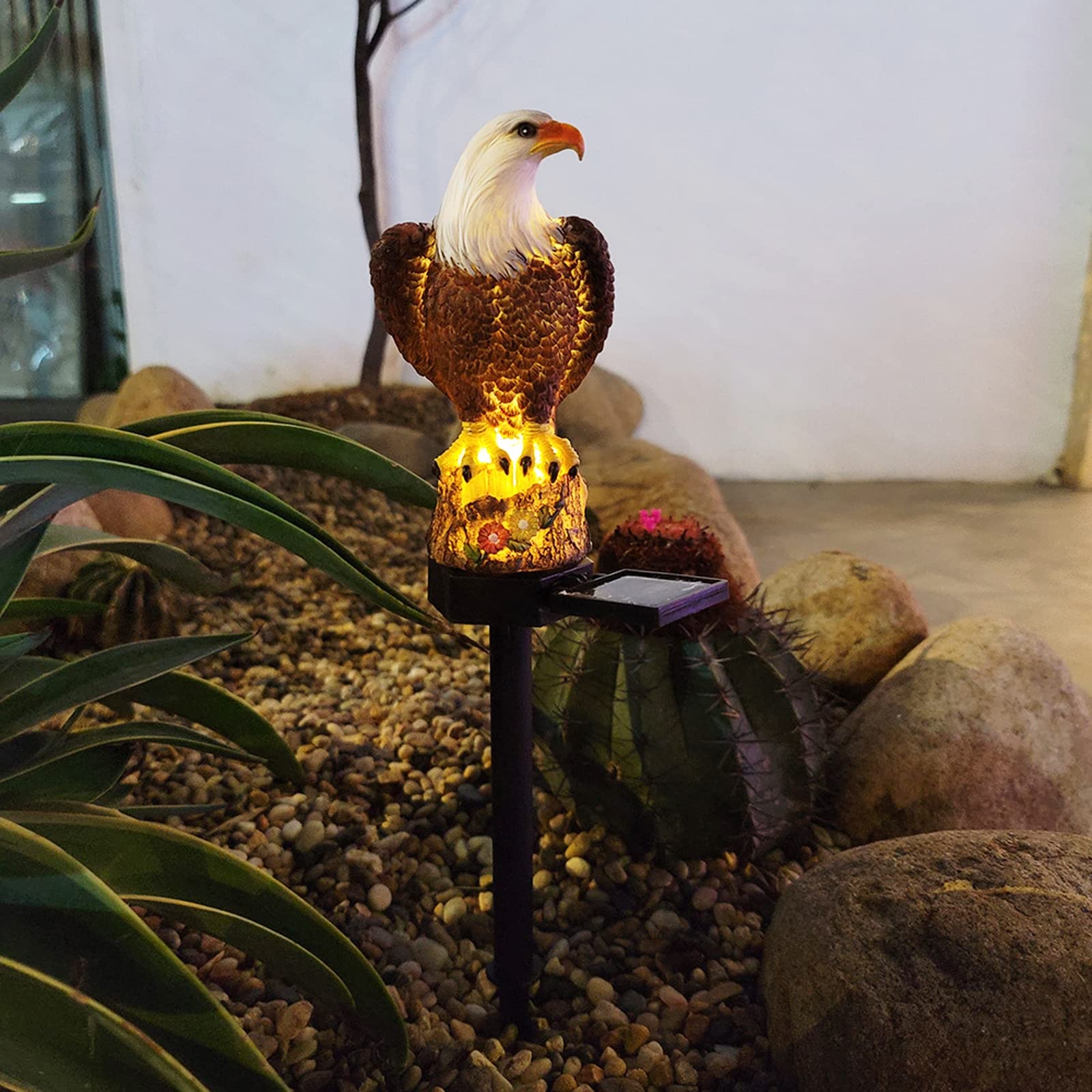 Lampe solaire aigle sur piquet LED imperméable pour décoration de jardin