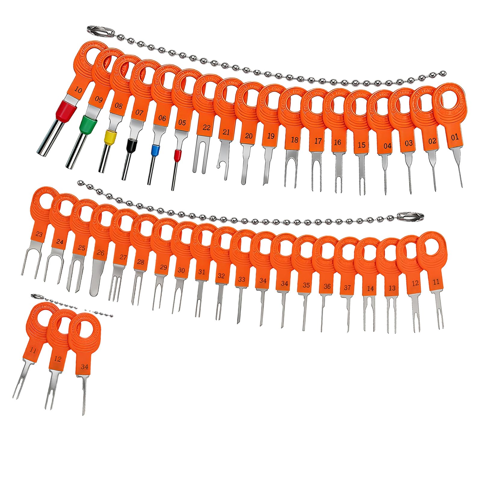 Kfwfuaee Or Ange Color 41 Piece Car Electrical Terminals Tool Set Electrical Connector Pin Removal Tool Design For Smooth Pin Tasks Comprehensive Automotive Connector Disassembly Set For Wire Harness Servicing