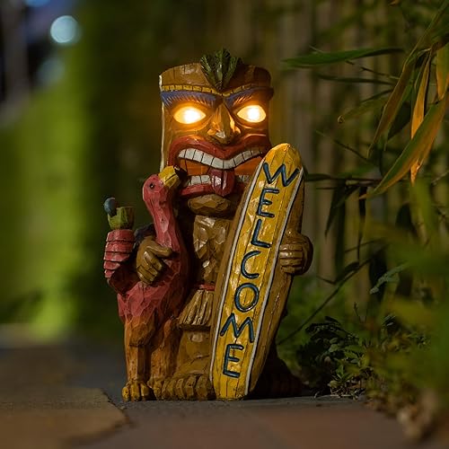 Miniatura 3 de Estatua Tiki Solar Tiki - Impermeable para estatuas del hogar y al aire libre  Estatuas LED de tabla de surf Tiki Garden para Tiki Bar, patio,