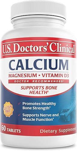 U.S. Doctors' Clinical - Complejo de citrato de calcio y carbonato de 1200 mg con magnesio y vitamina D3 – Suplemento de calcio para la fuerza ósea,