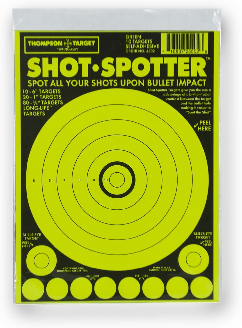 Shot Spotter - Bright Self Adhesive Peel & Stick Gun Range Shooting Targets 6 x 9 Inches (10 Pack)