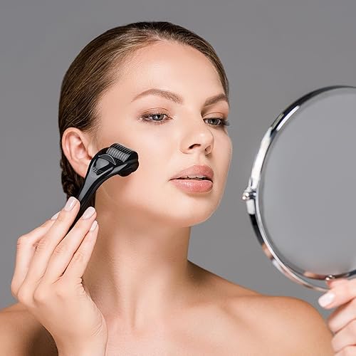 Miniatura 5 de Derma Roller Microneedle Roller para cara de barba, rodillo de microagujas para barba de 0.010 in para mujeres y hombres, uso doméstico