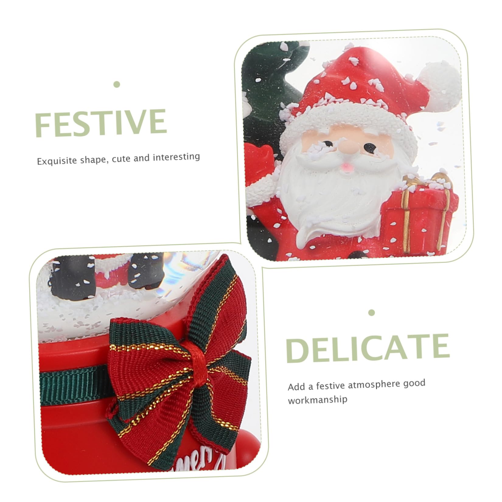iplusmile Caja de Música Bola de Cristal Navideña Roja, de Resina y Vidrio, Luminosa y Giratoria, con 3 Pilas AAA No Incluidas, Cumpleaños y Navidad