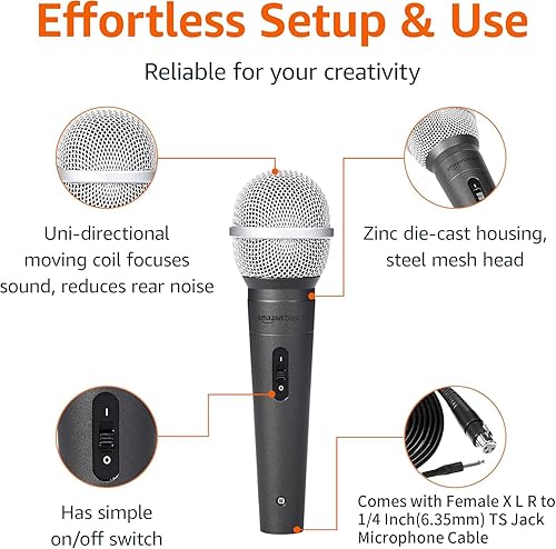 Miniatura 2 de Amazon Basics Dynamic Microphone - Professional Vocal Mic with Cable for Karaoke, Podcasting, Live Performance
