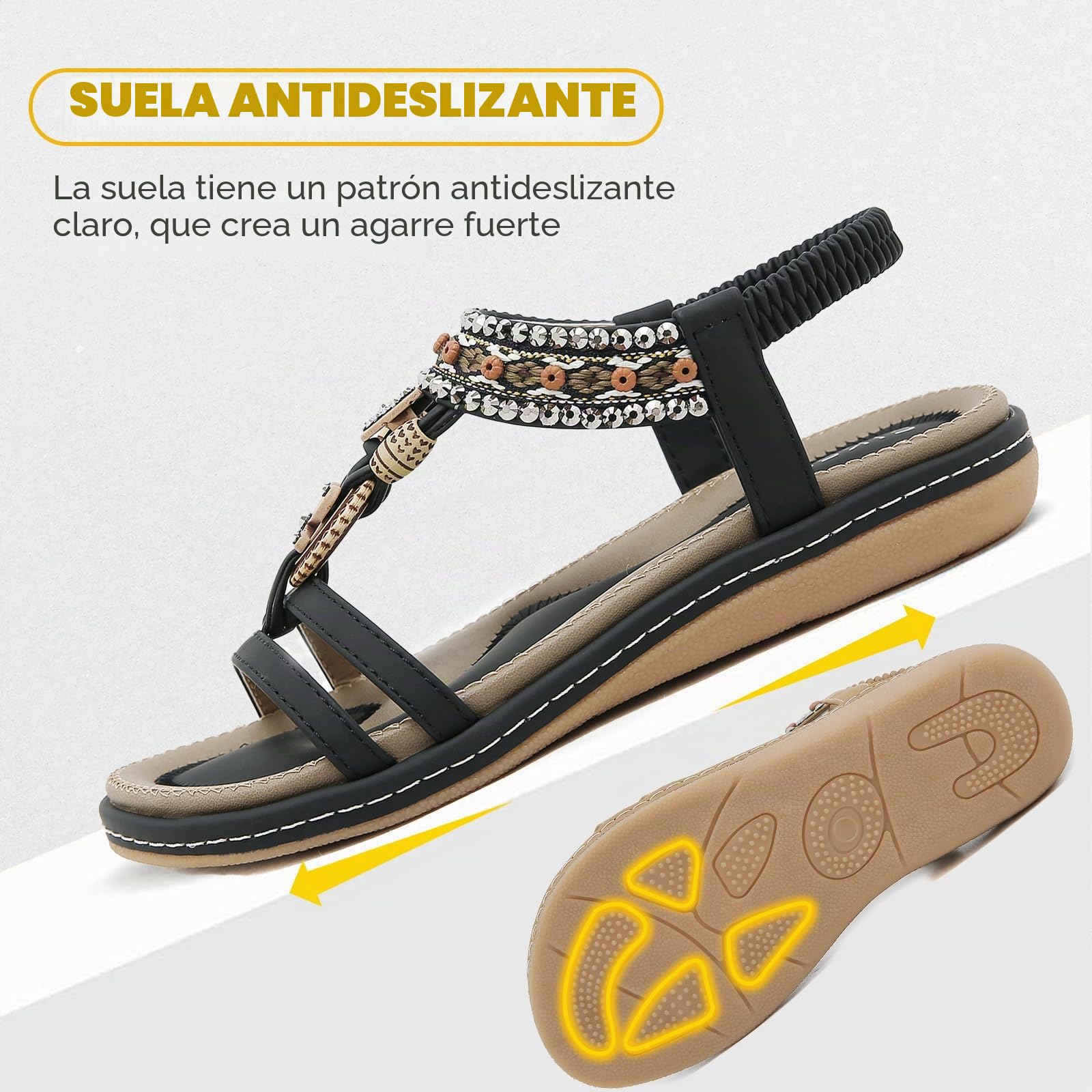 Sandalias Planas Mujer Verano Comodos Zapatos de Playa Talla 36-44