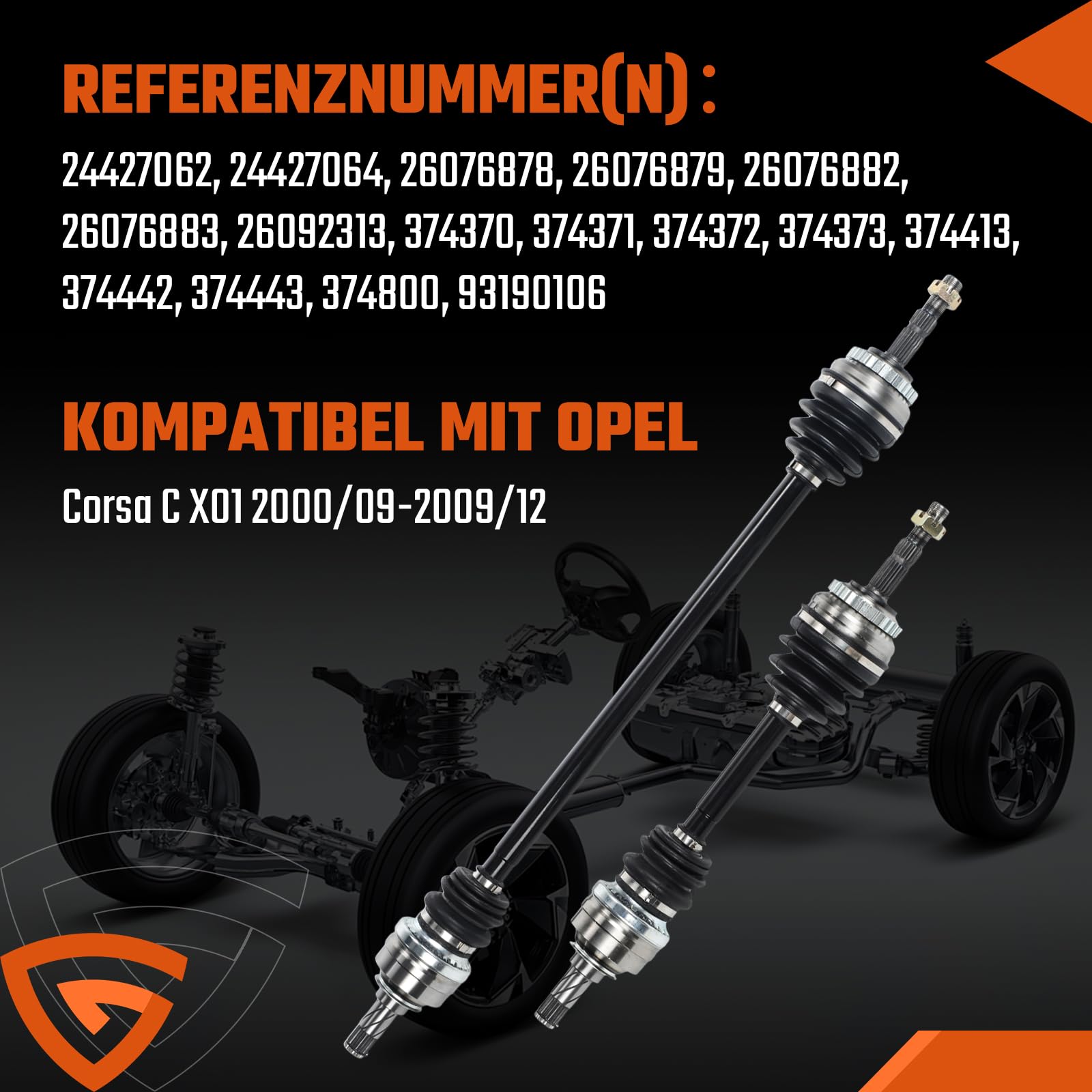2x Antriebswelle mit ABS-Zahnring links & rechts Gelenkwelle Vorderachse Kompatibel mit Opel Corsa C X01 Kasten/Schrägheck 24427064 26076879