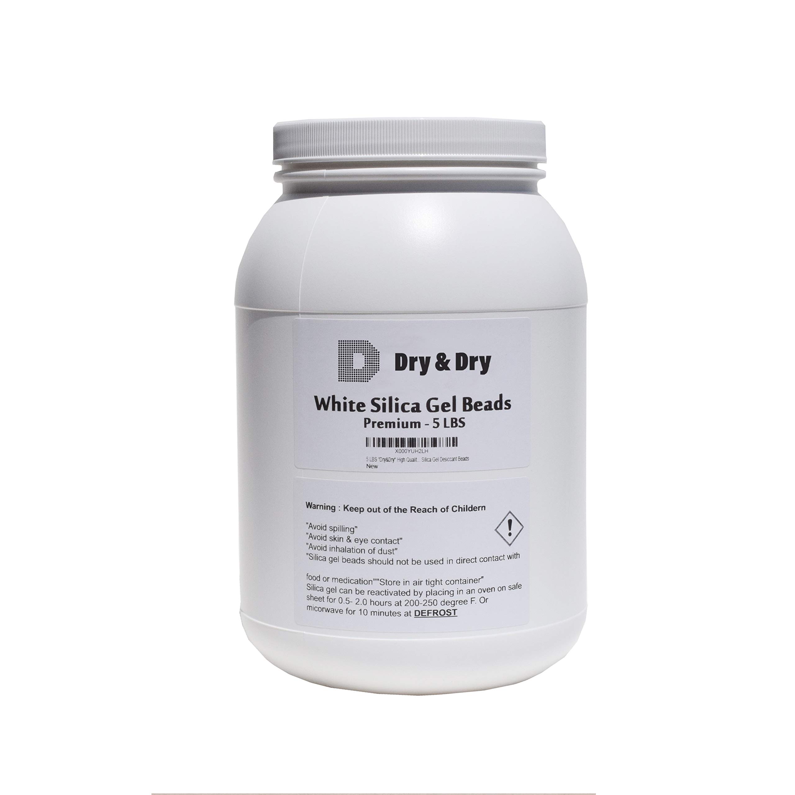 Dry & Dry 5 LB Premium Pure & Safe White Silica Gel Desiccant Beads(Industry Standard 24 mm