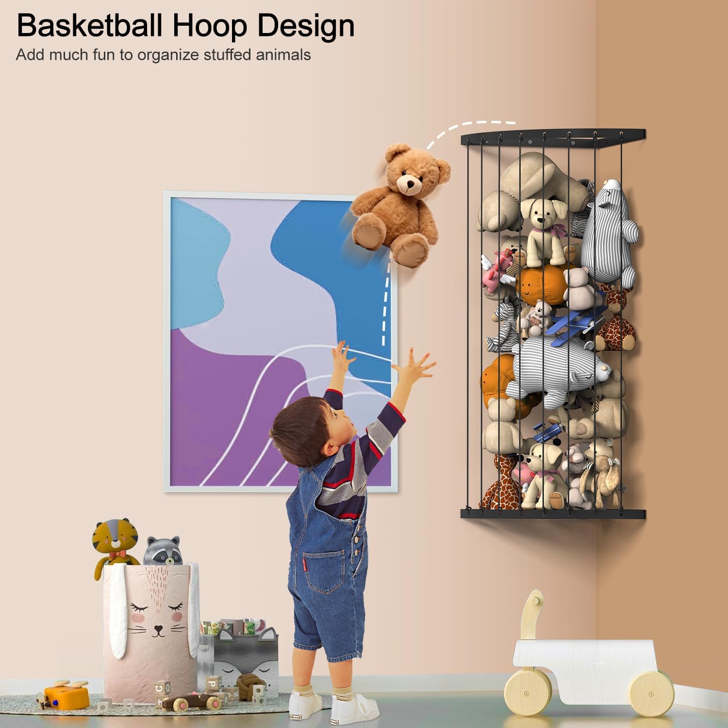 2M Boho Hangende Stoffdierenhouder Met 20 Metalen Clips - Knuffelopslag Kinderkamer Boheemse Stijl