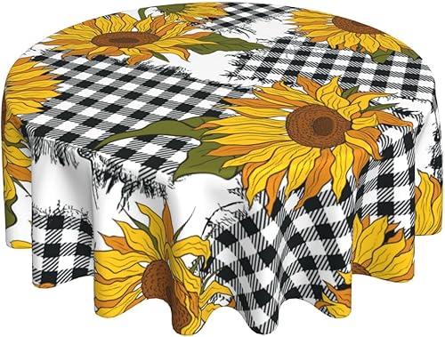Miniatura 4 de Mantel de girasol, decoración de cocina con girasol, mantel redondo a prueba de derrames, mesa para cocina, mesa de comedor, fiestas y campamento,