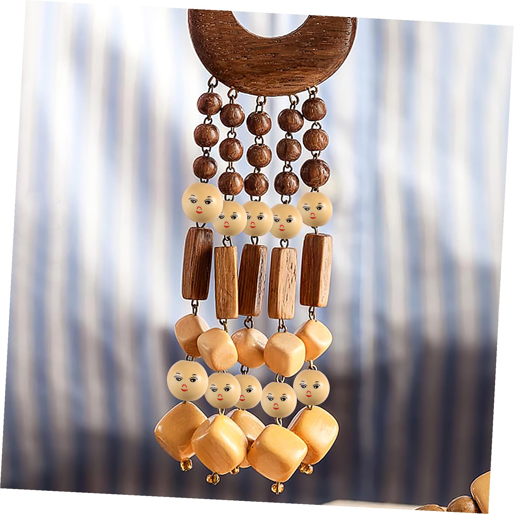 50 piezas Cuentas Redondas Madera Natural Caras Sonrientes con Agujero para Pulseras Collares Manualidades DIY
