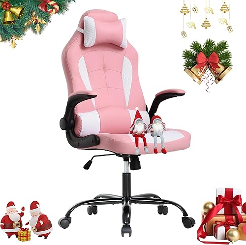Silla de juegos, silla ergonómica de escritorio de computadora con respaldo alto con cómodo soporte lumbar, giratoria de 360° y altura ajustable,