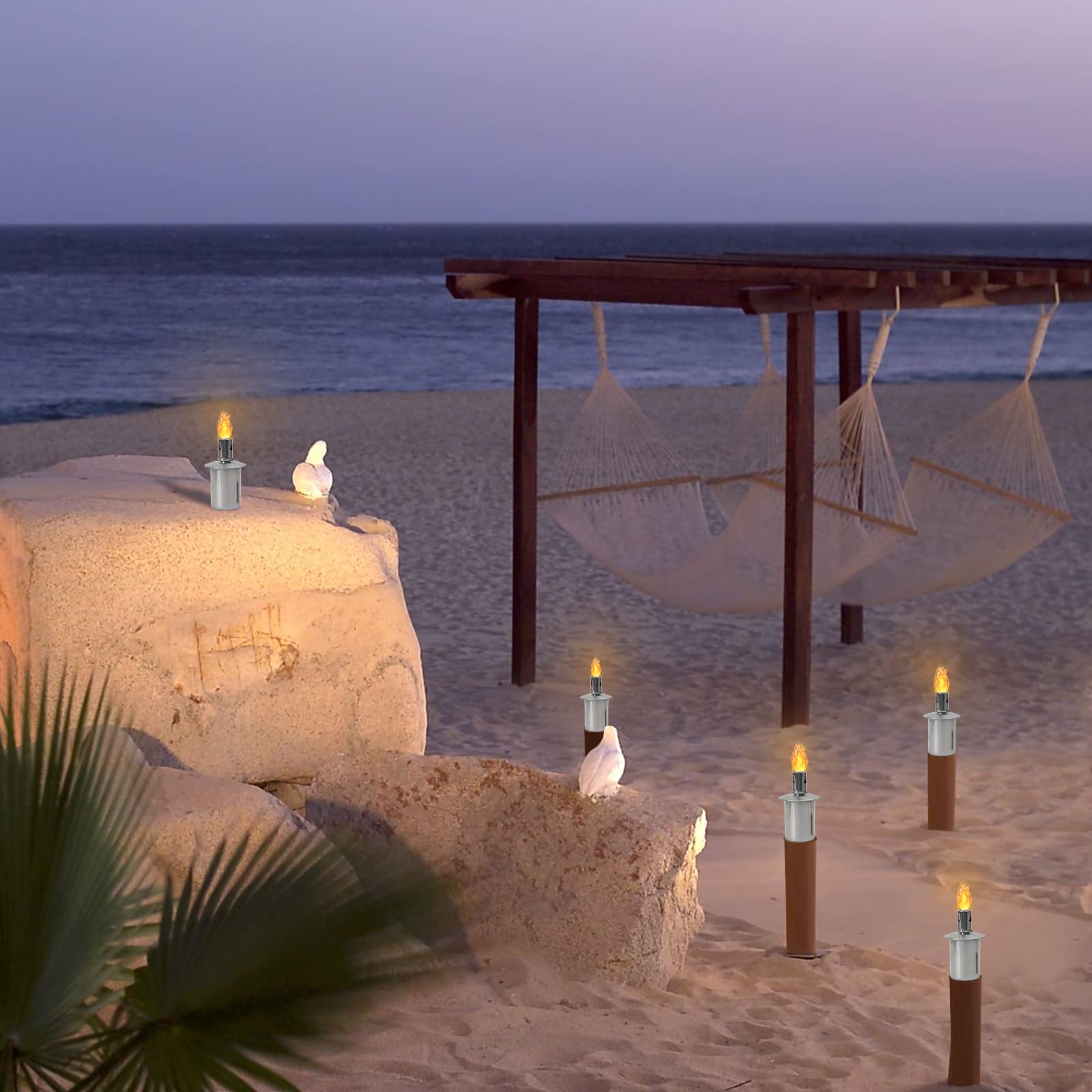 2 Stück Outdoor Dekorative Beleuchtung Edelstahl Tischfackel