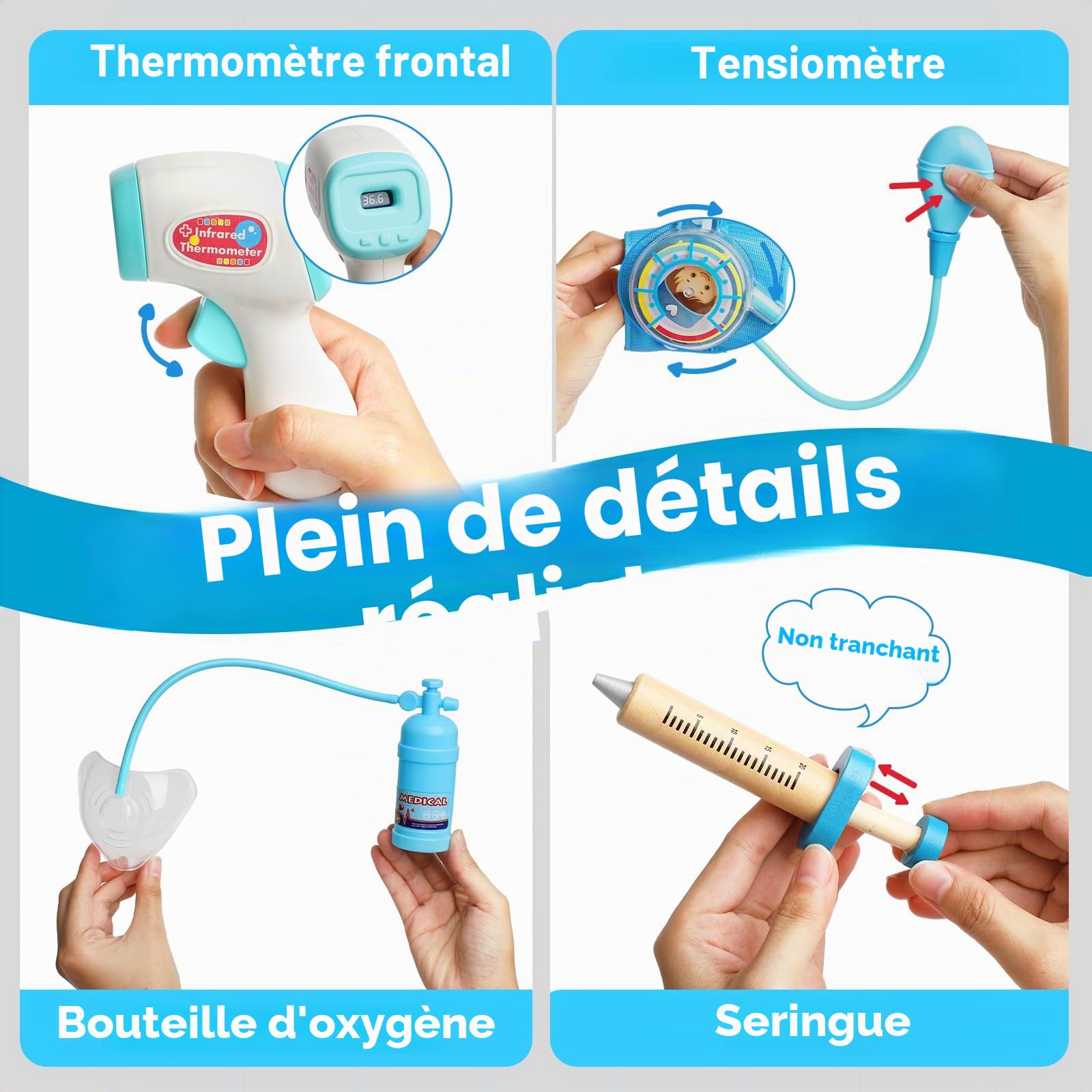 Lehoo Castle Malette Docteur Enfant, Malette Docteur, Docteur Kit de Jeu de Rôle, Docteur Enfant Cadeau pour Enfants Filles et Garçons à Partir de 3 Ans