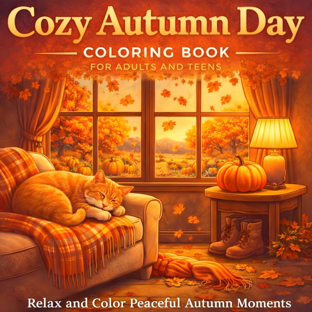 Cozy Autumn Day Coloring Book for Teens and Adults: Cute and Relaxing Fall Scenes for Teens and Adults to Enjoy for Stress Relief, Mindfulness, and ... (Cozy Coloring Books For Adults And Teens)