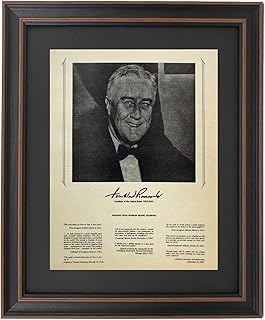 Framed Franklin D. Roosevelt Portrait & Quotes: Historical Documents. Handmade in USA