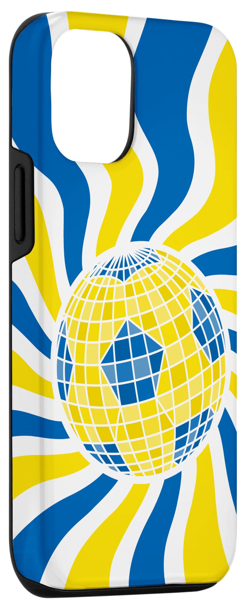 iPhone 15 Blue & Yellow Disco Football Soccer Ball Case - Image 3