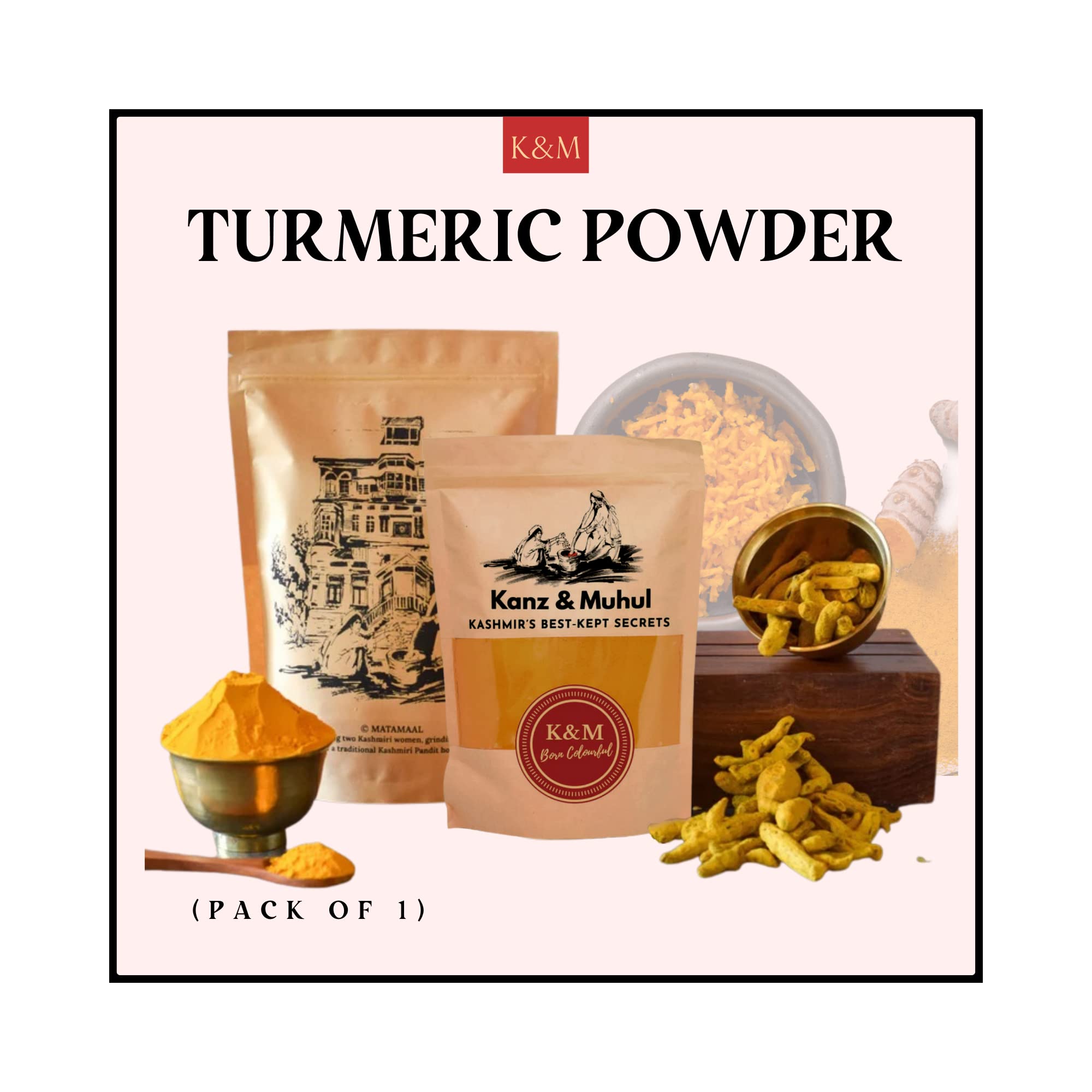 KANZ & MUHUL Kashmiri Turmeric Powder (450 Grm) - Natural Fresh Hand Grinded, Authentic, Hand-Pounded, Fresh Haldi, High Curcumin Content Organic Haldi Powder Raw For Cooking and Drinking Indian Spices 450 Grm (B08DTR456T) Amazon Price History, Amazon Price Tracker