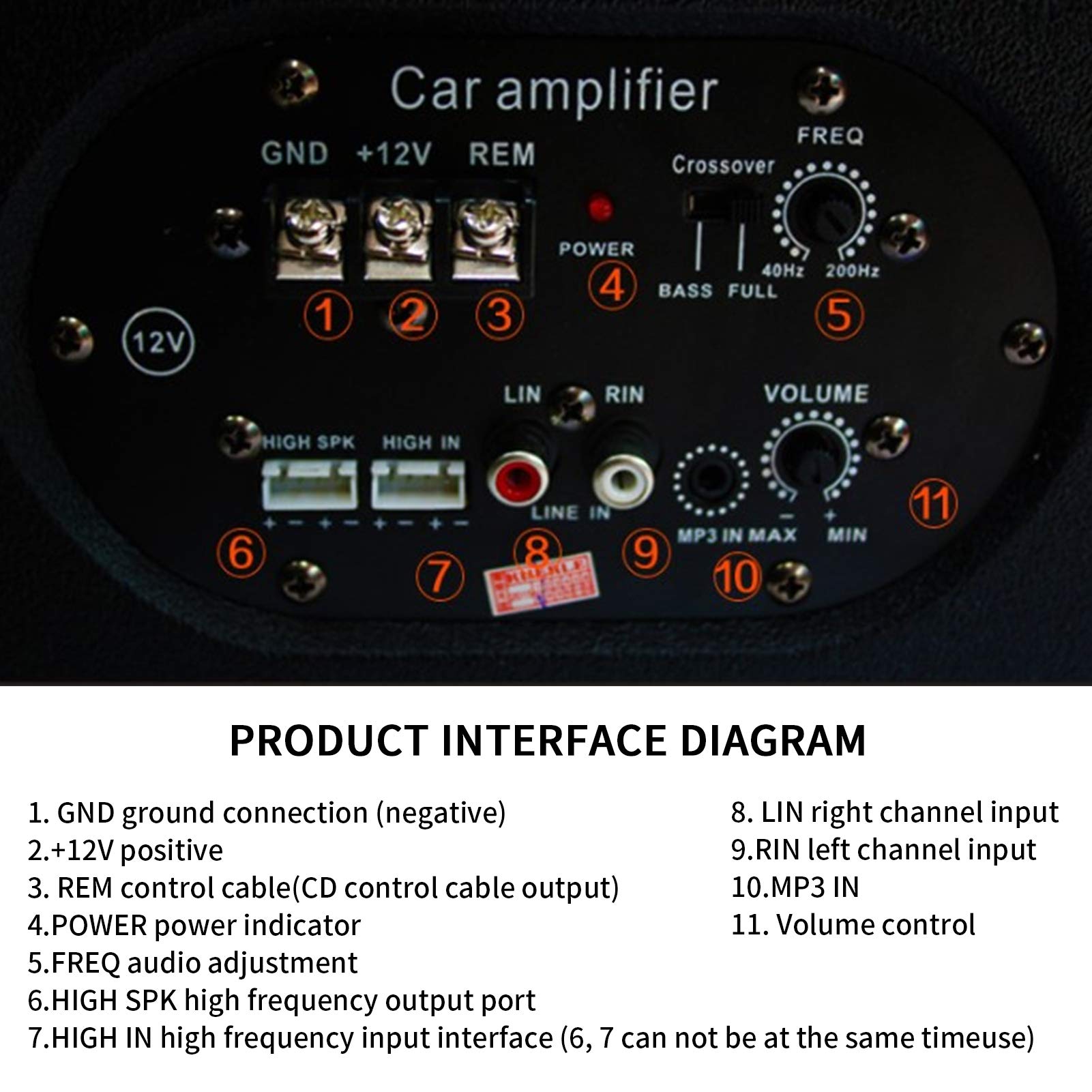 Amplificatore, subwoofer in pelle ABS per SUV per camion per camper per auto