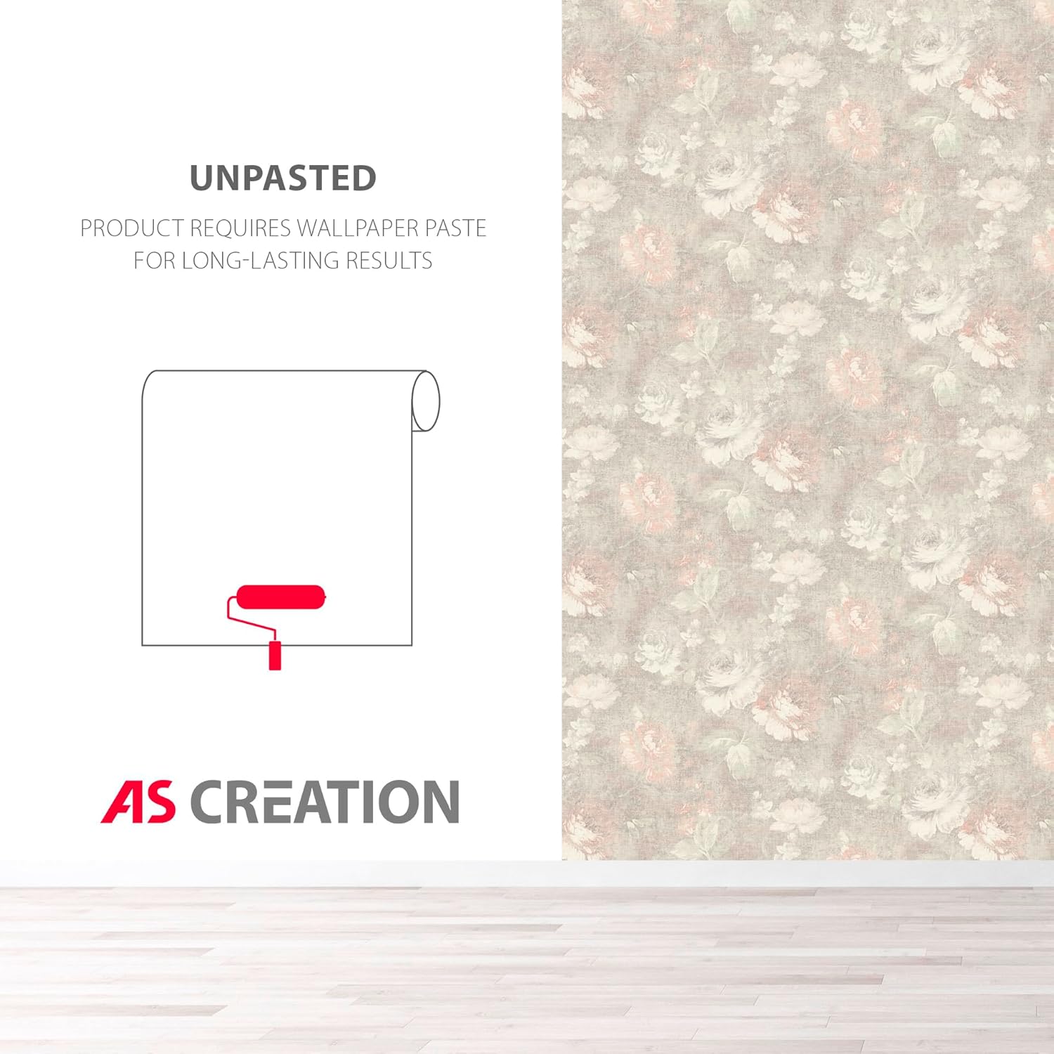 A.S. Création Wallpaper Floral Design - Cream, Red, Brown - Flower Wallpaper 395.99in x 20.87in Made in Germany - 336042