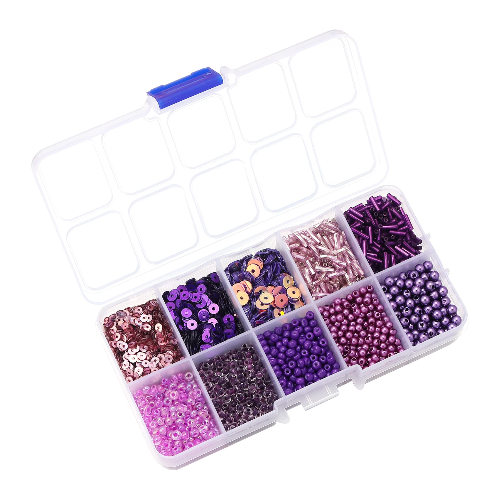 Hiswan Assorted Beads for Jewelry Making, Glass Seed Bugle Tube Beads Loose Sequins Multiple Sizes for Crafts Sewing Jewelry Making